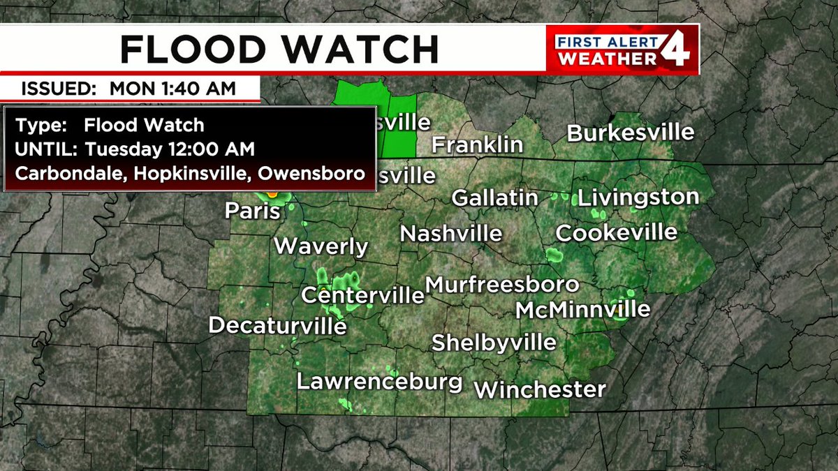 FLOOD WATCH/FLASH FLOOD WATCH:  A Flood Watch/Flash Flood Watch has been issued for the highlighted area. If you're in that zone, monitor the #FirstAlert Weather app closely for the duration of this watch, in case warnings are issued.