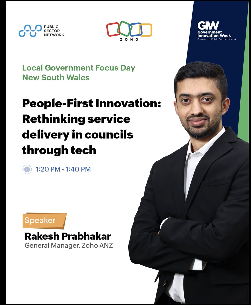 Zoho_ANZ's tweet image. Zoho is proud to take part in Local Government Focus Day – NSW, as part of Government Innovation Week. We’re excited to contribute to important conversations shaping the future of local government and to support communities through innovation that puts people at the centre. 💫