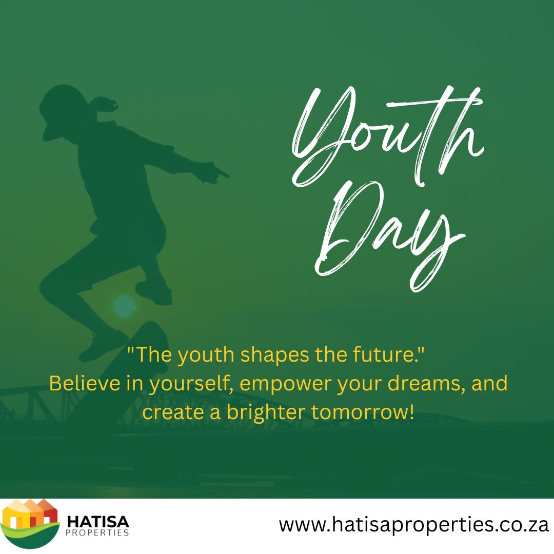 Hatisa_'s tweet photo. Happy Youth Day!
To the leaders of tomorrow, the change-makers, and the dreamers... May your voices be heard, your passions ignited, and your future be bright!

#hatisaproperties #happyyouthday #property #realestate https://t.co/CjF3cIxdg0