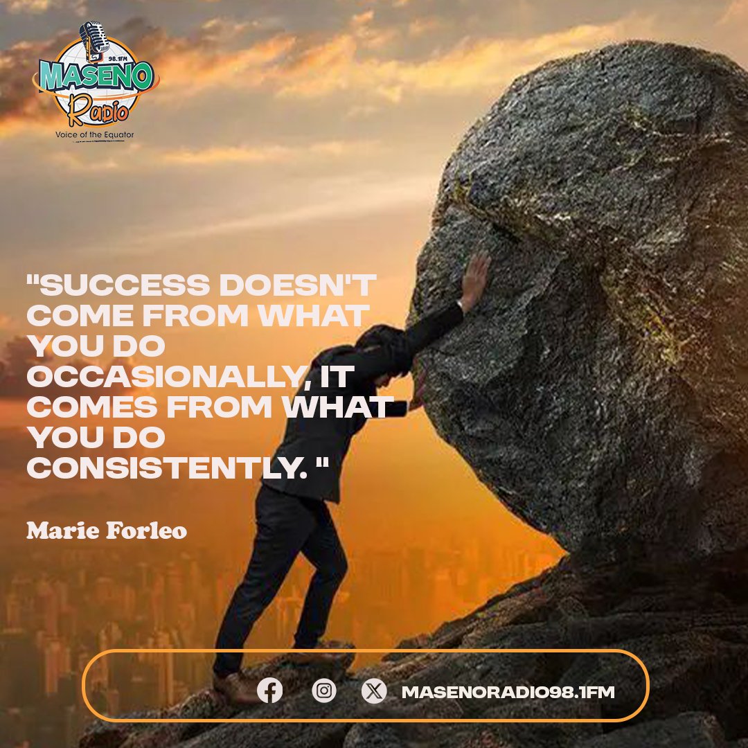 Stay consistent. Start with us every Monday on 98.1 FM.
#MondayMotivation #MasenoRadio #Qouteoftheday #startstrong
#RadioInspiration #PositiveEnergy.