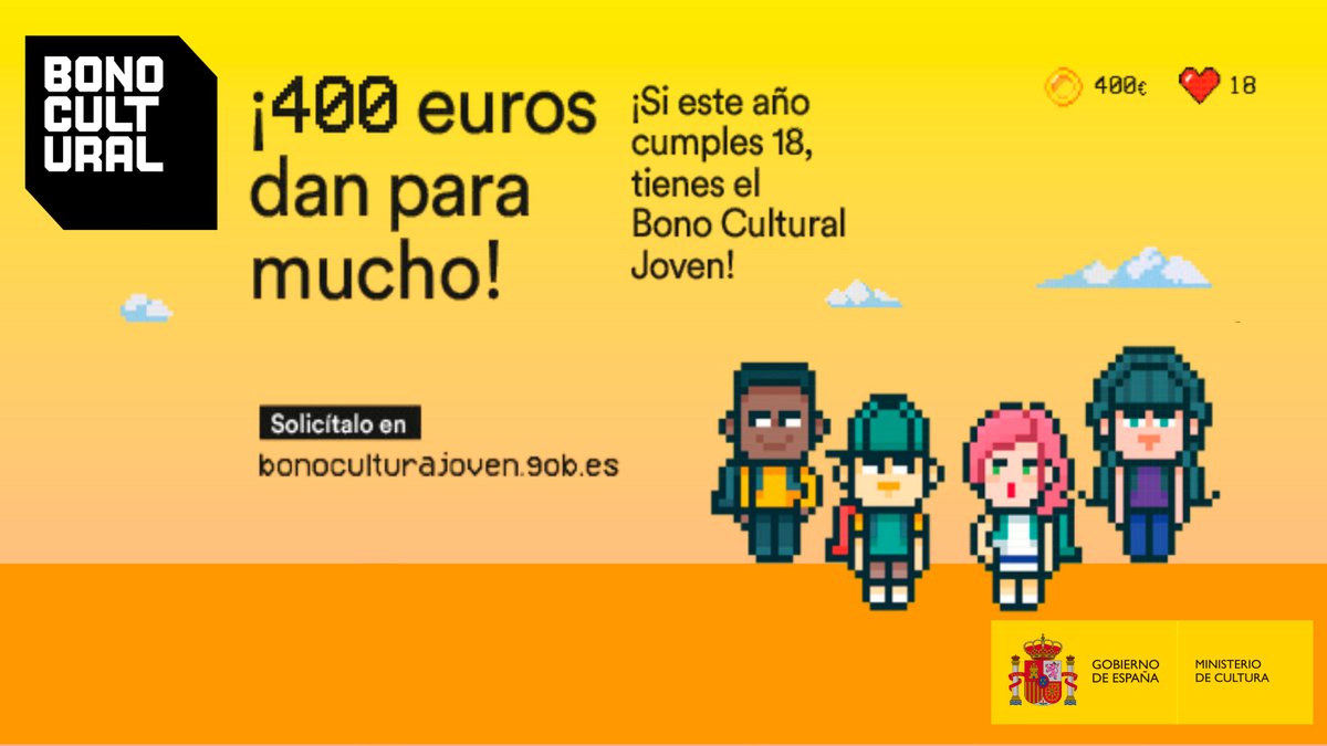 📢 Los jóvenes nacidos en 2007 pueden solicitar el Bono Cultural Joven 2025 a partir de hoy

📚 Las personas que este año hayan cumplido o cumplan 18 años pueden solicitarlo en la web bonoculturajoven.gob.es desde hoy hasta el 31 de octubre