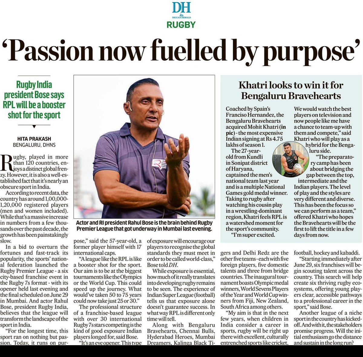 Hita Prakash (@hitaprakash) on Twitter photo Another league of a niche sport has kicked-off in India. Will the initial promise of progress turn into reality in the future?
<a href="/DeccanHerald/">Deccan Herald</a> <a href="/RugbyIndia/">Rugby India</a> <a href="/RPLIndia/">Rugby Premier League</a> <a href="/RahulBose1/">Rahul Bose</a>
Link: shorturl.at/KTozv Another league of a niche sport has kicked-off in India. Will the initial promise of progress turn into reality in the future?
<a href="/DeccanHerald/">Deccan Herald</a> <a href="/RugbyIndia/">Rugby India</a> <a href="/RPLIndia/">Rugby Premier League</a> <a href="/RahulBose1/">Rahul Bose</a>
Link: shorturl.at/KTozv
