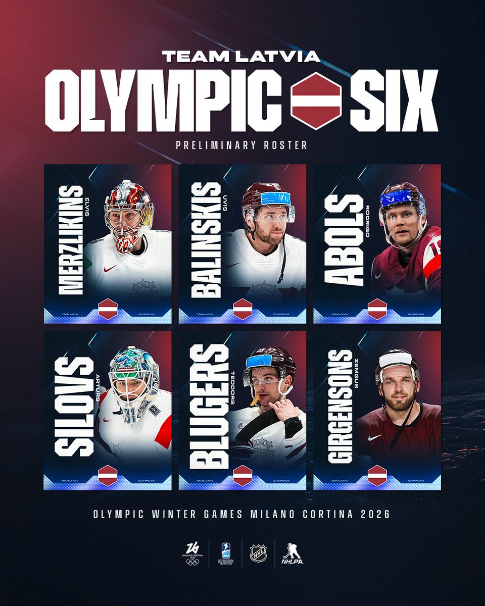 IIHF (@iihfhockey) on Twitter photo Latvia reveals the first 6 players on its preliminary roster for the Olympic Winter Games Milano Cortina 2026.🇱🇻👀
#IIHF #Olympics #NHL #NHLPA <a href="/lhf_lv/">LV Hokeja federācija</a> @olympics @nhl @nhlpa Latvia reveals the first 6 players on its preliminary roster for the Olympic Winter Games Milano Cortina 2026.🇱🇻👀
#IIHF #Olympics #NHL #NHLPA <a href="/lhf_lv/">LV Hokeja federācija</a> @olympics @nhl @nhlpa