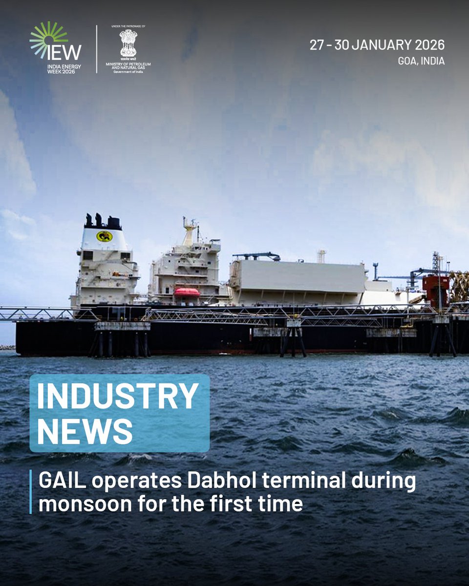 First monsoon LNG cargo discharged at Dabhol.

GAIL (India) Limited has turned its Dabhol LNG Terminal into an all-weather port with the successful commissioning of a landmark island breakwater project — a major engineering and energy security win.

📖 Read the full story: