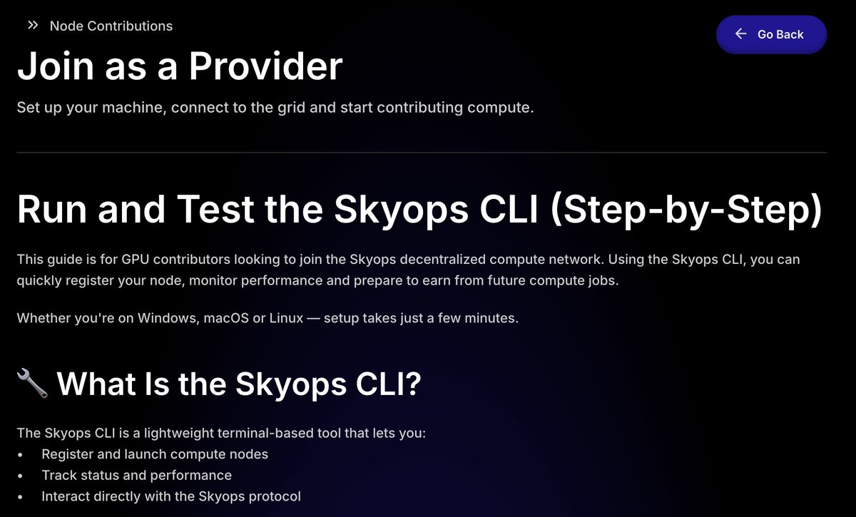 Curious about contributing to Skyops but not sure where to start? 

Whether you’re on Windows, macOS, or Linux, we’ve made it super easy for anyone to join as a compute provider.

Our step-by-step guide shows you how to run and test the Skyops CLI, with no deep technical skills