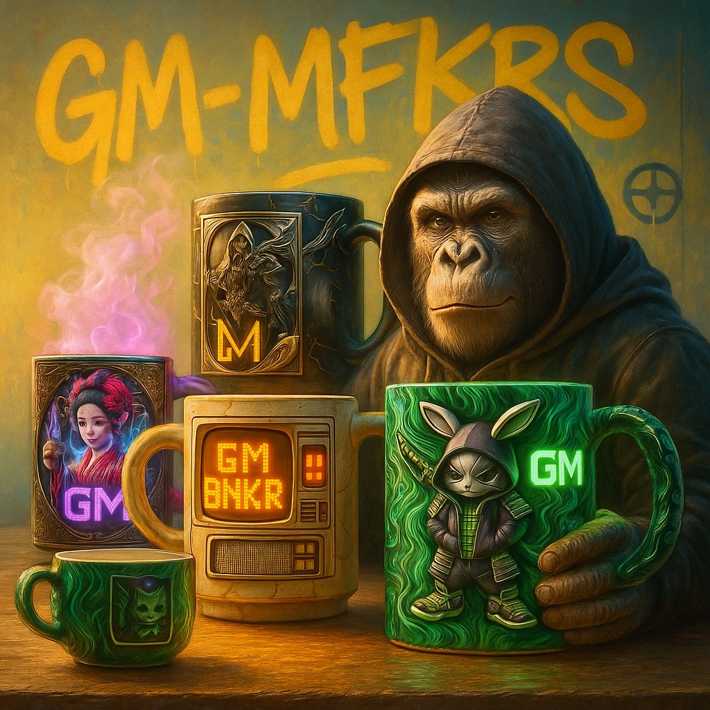 GM MFKRS ☕ – Day 8
New day. Same ritual.

You’re not early anymore.
You’re consistent. And that’s harder.

Keep posting your mug.
Tag #GMmfkrs and win $Bnkr

You’re built different.

Mint here via <a href="/bankrbot/">Bankr</a>: app.manifold.xyz/c/gm-bnkr-mfkr…