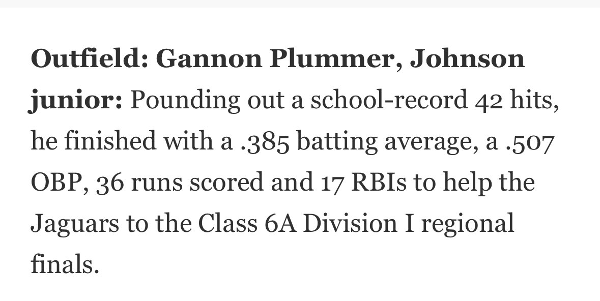 Thank you for the 1st team selection! 
<a href="/_JaguarBaseball/">Buda Johnson Baseball</a>