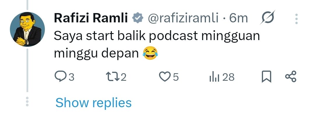 Excite4Mohd's tweet image. Get ready ye ...
He is coming back with podcast 

Stay tuned 😁😁😁 dengan 🔥🔥🔥 + 🌶🌶 podcast YB RR.

.