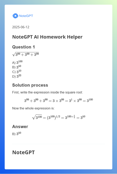 NoteGPT Math tweet media