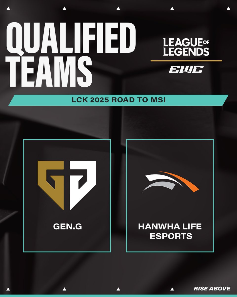 EWC Extra (@ewc_extra) on Twitter photo After battling through the LCK Road to MSI, <a href="/GenG/">Gen.G Esports</a> and <a href="/HLEofficial/">Hanwha Life Esports</a> have earned their place in Riyadh.
Welcome to the #EsportsWorldCup After battling through the LCK Road to MSI, <a href="/GenG/">Gen.G Esports</a> and <a href="/HLEofficial/">Hanwha Life Esports</a> have earned their place in Riyadh.
Welcome to the #EsportsWorldCup