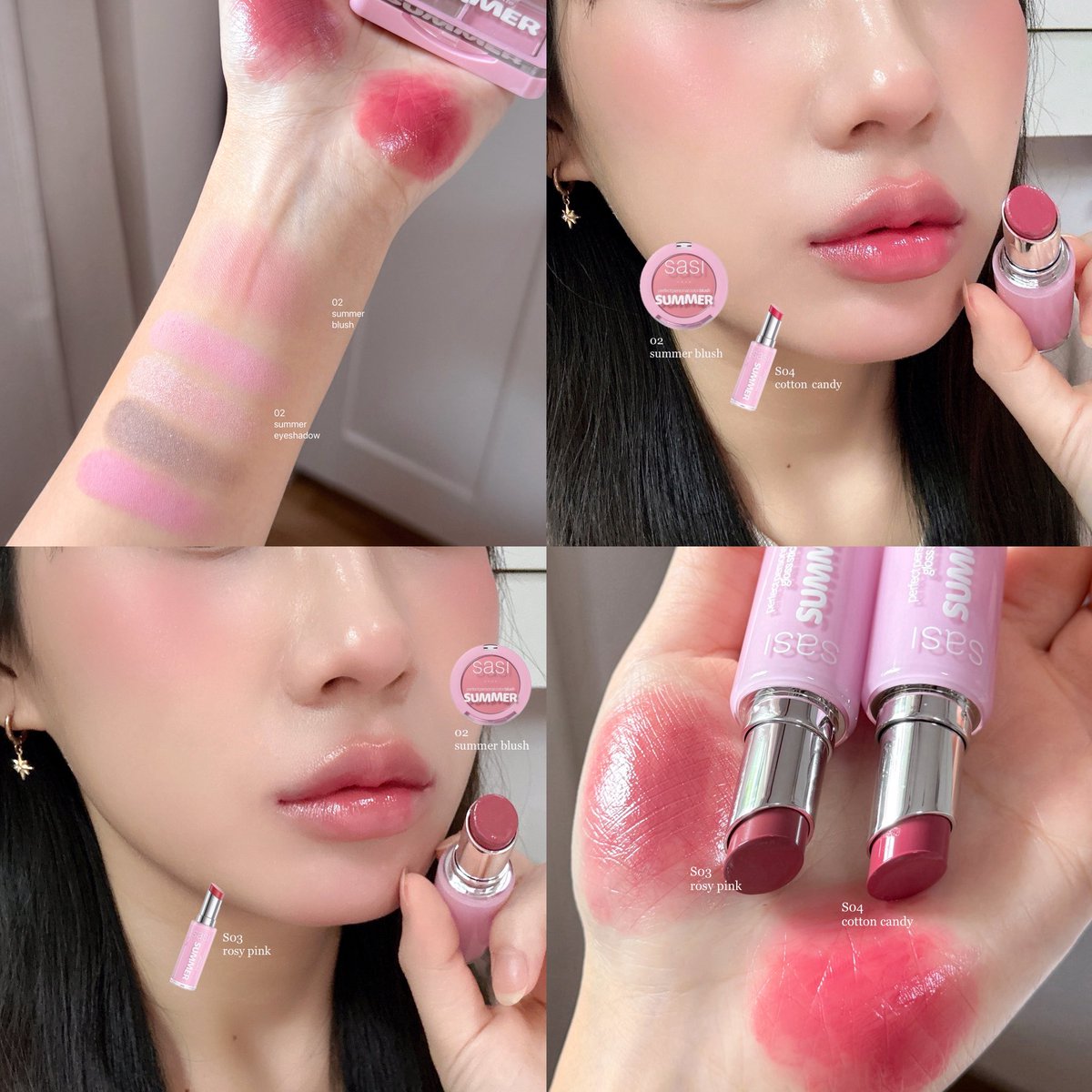 รีบถ่ายมาป้ายยาเลยㅠㅠ💟 sasi ที่เป็นเซ็ตสาว summer สวยมากกกกกวี้ด ยิ่งบลัชเป็นสี coral ติดส้มนิดนึง ปัดแล้วสวยมาก นัว ลิปสวยทั้งคู่ แต่เทใจให้ rosy pink ชมพูตุ่น พาเลทตาใช้ได้จริงทุกช่อง สาวซัมเมอร์สุดจะฟิน เค้าคิดให้แล้ว