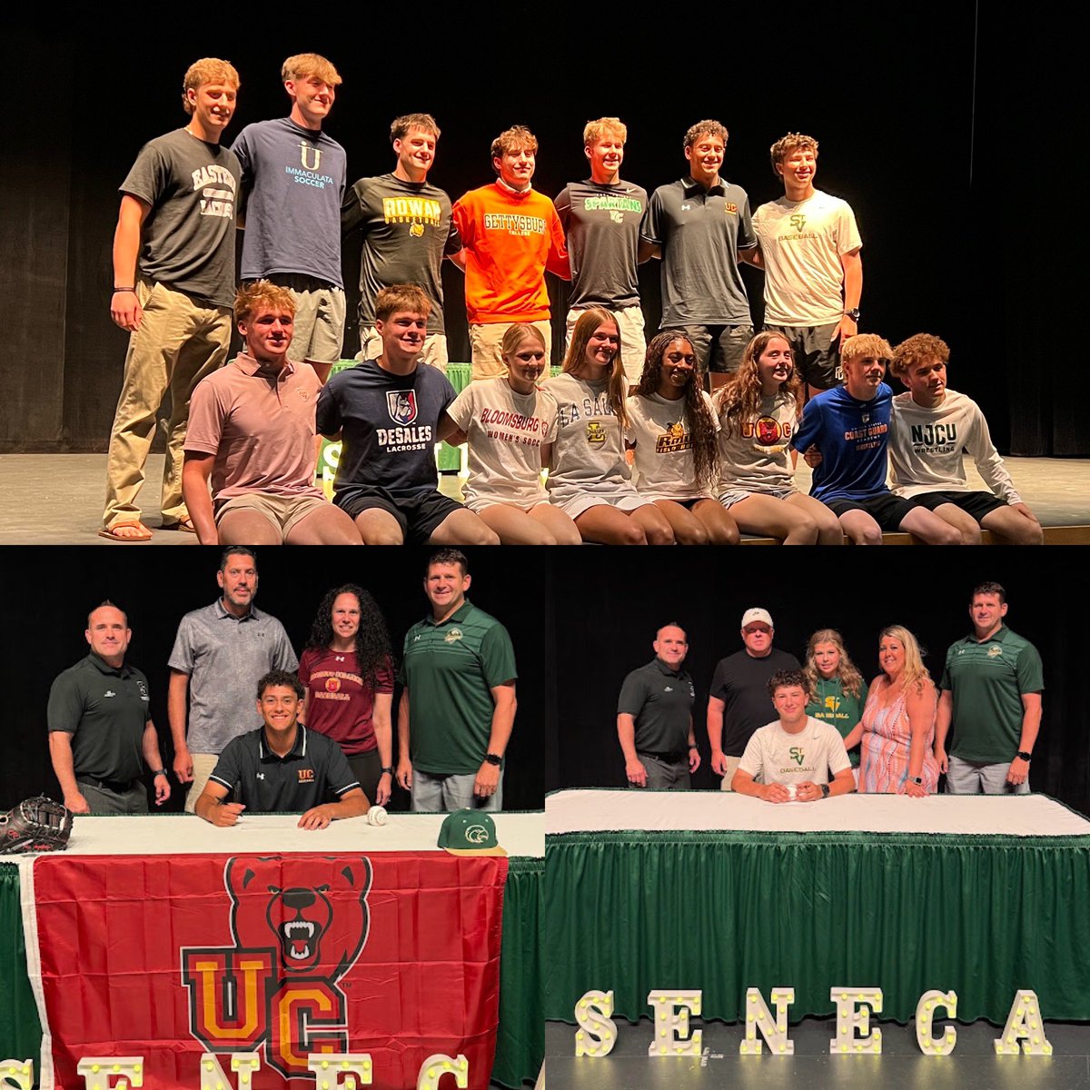 Some pictures from spring signing day - so proud of our seniors going on to continue their academic and athletic careers!  #proud #family #nextlevel <a href="/SenecaFamily/">Seneca High School</a>
