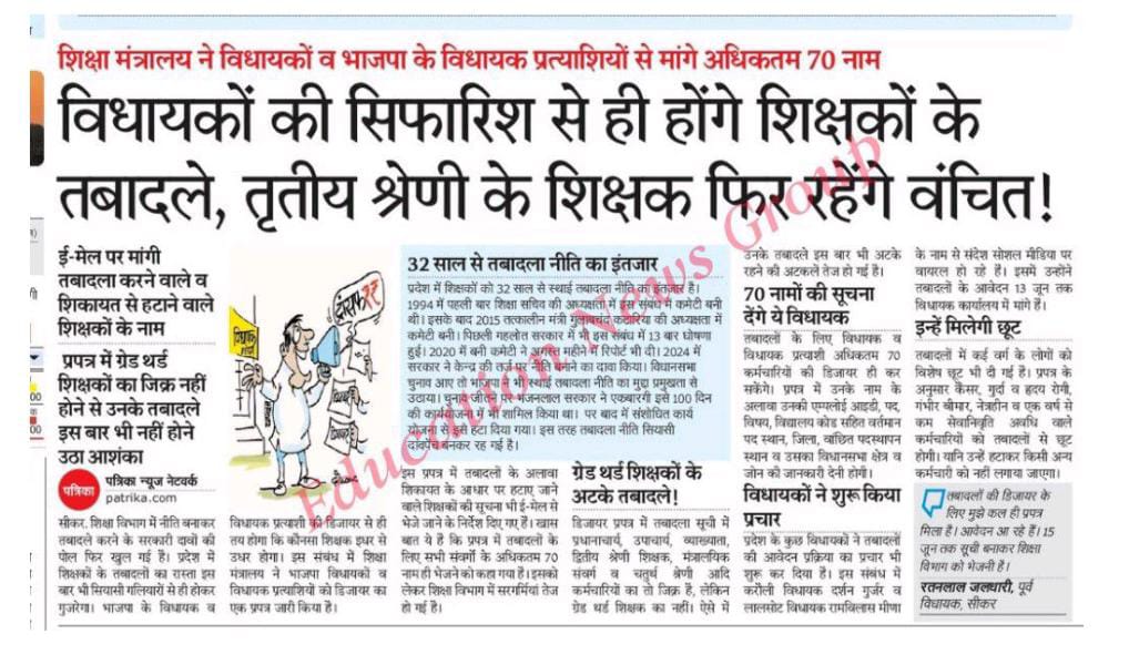 आखिर तृतीय श्रेणी शिक्षकों को ही वंचित क्यों रखा गया हैं.???
#3rd_ग्रेड_शिक्षक_स्थानांतरण              
<a href="/me_moharsingh/">मोहरसिंह सलावद</a> 
<a href="/RCPushkarnaRSSR/">रमेश चंद्र पुष्करणा</a> 
<a href="/rpbreakingnews/">Rajasthan Patrika</a> 
<a href="/VipinPrakashSh7/">Vipin Prakash Sharma</a> 
<a href="/me_moharsingh/">मोहरसिंह सलावद</a> 
<a href="/madandilawar/">Madan Dilawar</a> 
<a href="/narendramodi/">Narendra Modi</a>