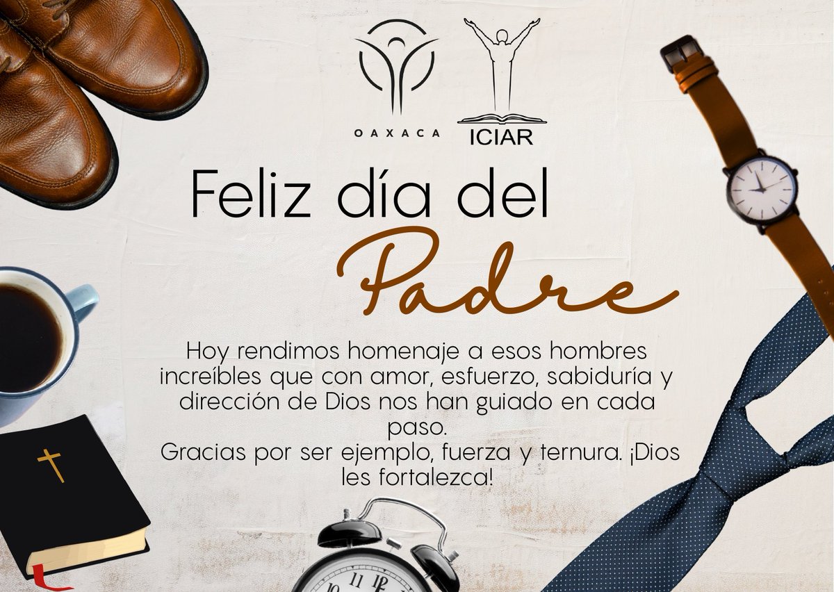 PresbiterioOax's tweet photo. ¡Feliz Día del Padre! 🖋️👔

Damos gracias a Dios por sus vidas, por su ejemplo y por el amor con el que guían a su familia.Que el Señor les colme de sabiduría, fortaleza y bendiciones cada día, y que encuentren en Él la inspiración para seguir siendo padres conforme a Su corazón. https://t.co/0l1FsxDrE7