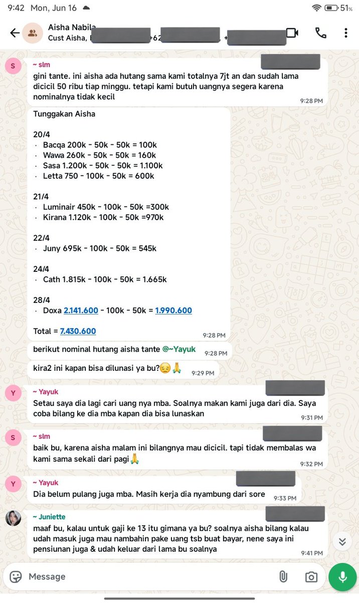 agneziacts's tweet photo. +62 812-9175-5874 Aisha nabila kabur dari tunggakan hutang hutang nya / pinpri kerugian mencapain  Rp 7.430.6000 UM only, nunggak dari bulan April, jangan ada yg mau acc dia duos/pinpri/dapin/arisan #zonauang https://t.co/qnxerOJK5X