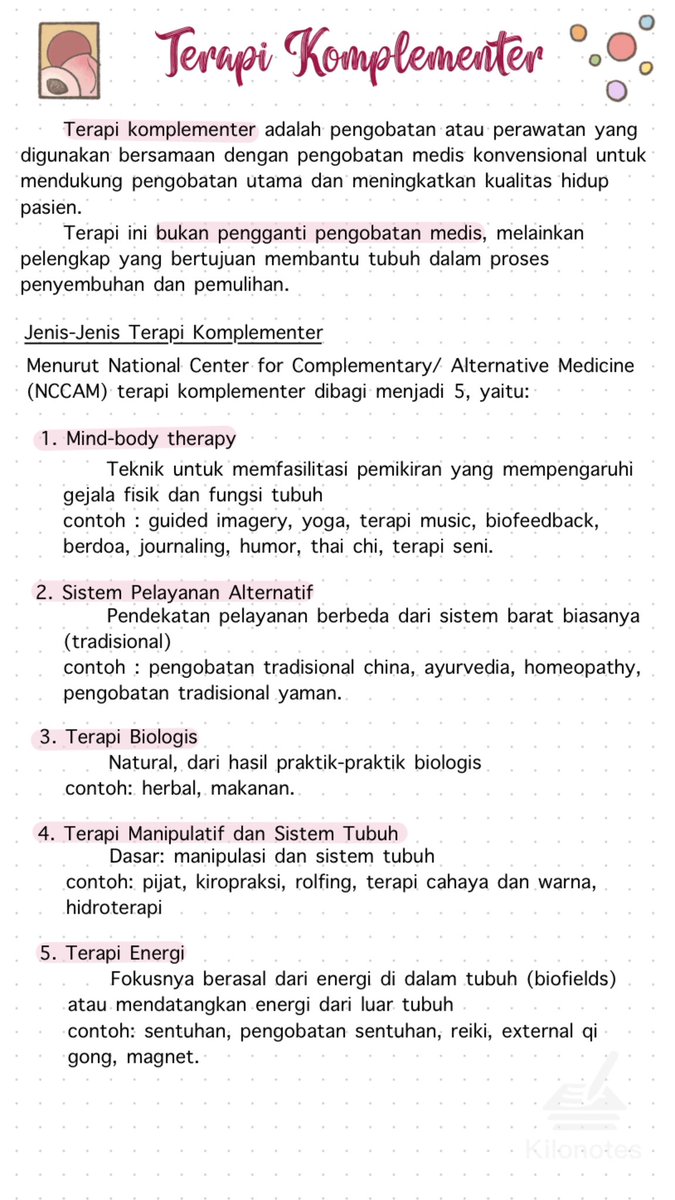studyrufaidaz's tweet photo. 📍Catatan Keperawatan: Terapi Komplementer https://t.co/DX8Z8eloO5