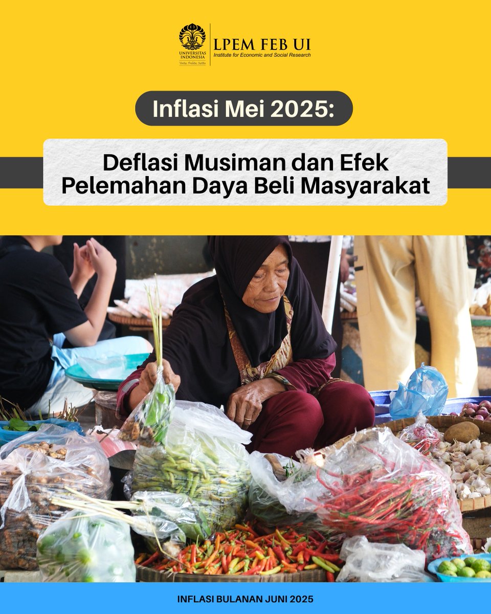 AkunBackupLPEM's tweet photo. Wah, selama 28 bulan terakhir, inflasi inti masih saja mendatar—tidak pernah melebihi batas 0,3% sejak Februari 2023. Pola ini sejalan dengan proyeksi Outlook Inflasi LPEM di awal tahun. Di tengah kenaikan harga emas, stagnasi ini bisa menjadi sinyal pelemahan daya beli masyarakat. Bagaimana menurutmu?

Baca selengkapnya: https://t.co/mMIQnTMY5U

#LPEMFEBUI #UniversitasIndonesia #EkonomiIndonesia #UpdateInflasi #InflasiMei #InflasiJuni