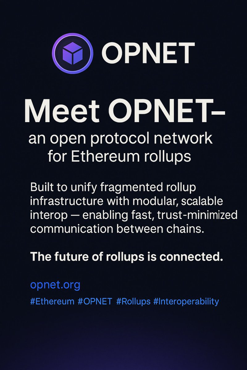 tonmoyislam03's tweet image. 🌐 Meet @opnetbtc — an open protocol network for Ethereum rollups.

Built to unify fragmented rollup infrastructure with modular, scalable interop — enabling fast, trust-minimized communication between chains.

#Ethereum #OPNET #Rollups #Interoperability