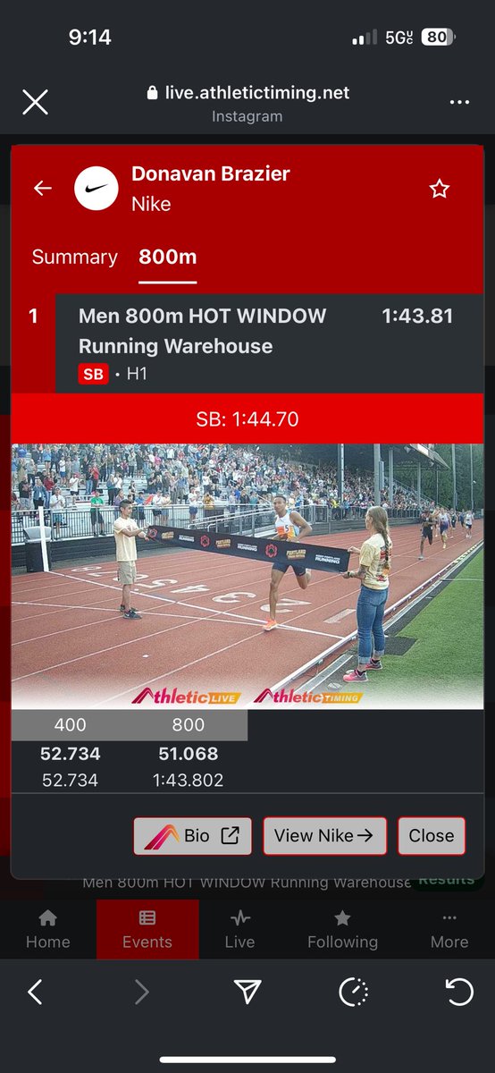 Donavan Brazier goes 52.7-51.0

Yuck.