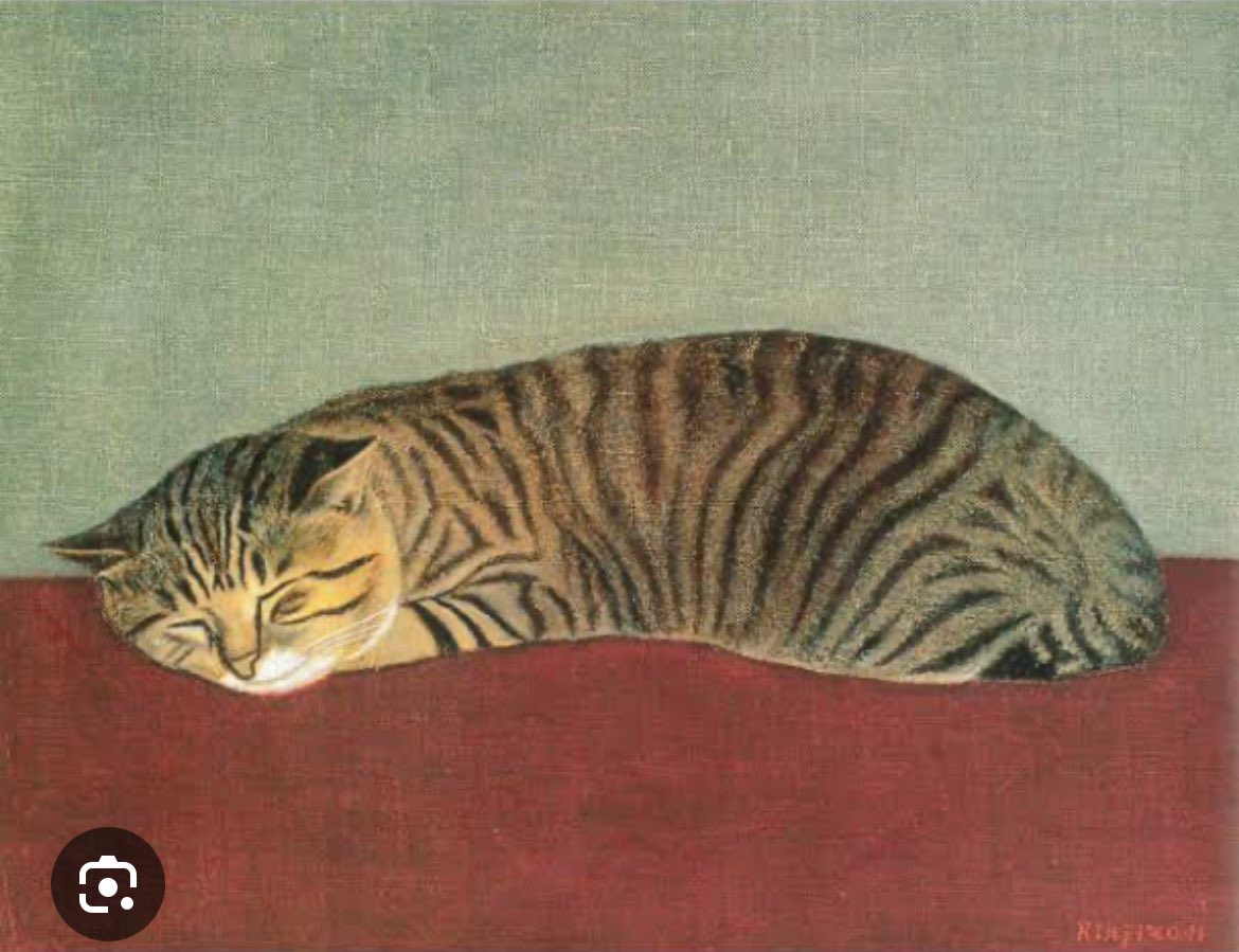 1枚目は今朝のうちのキジトラ 2枚目は1966年に描かれた 長谷川潾二郎の