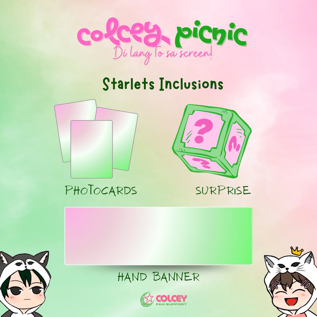 colceyofficial's tweet photo. COLCEY PICNIC INCLUSIONS REVEAL!โจ
Hereโs what youโll be getting at our picnic date โ something special prepared just for you!
๐: Sunken Garden, UP Diliman
Donโt miss outโthereโs still time to register!
Register here: https://t.co/IQ9bMHBmh2
#ColceyFanSupport https://t.co/eTKkD3SifV
