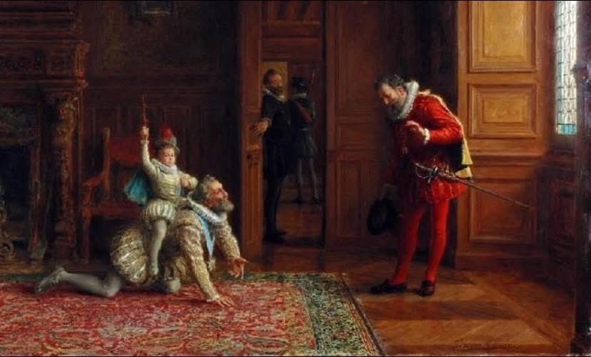 Happy Father’s Day to all my kings out there. 

I will never not share my favorite painting that endless inspires me of Good King Henri IV meeting the Spanish ambassador. Not phased nor embarrassed by embracing his role as father both in privacy and in company.