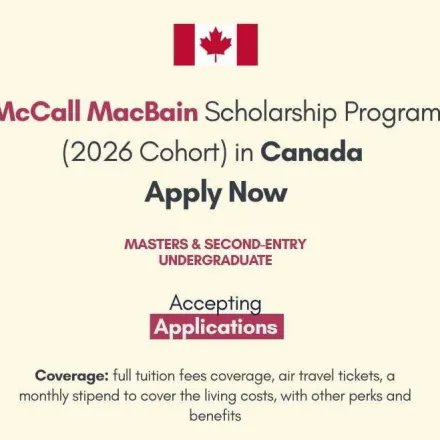 opportunitiesfy's tweet image. Are you a future leader ready to make a difference?
Apply for the McCall MacBain Scholarships—fully funded master’s/professional studies at McGill!

Canadian/U.S. Deadline: September 24

Apply: wp.me/p23f03-f3O

#Scholarships #GradSchool