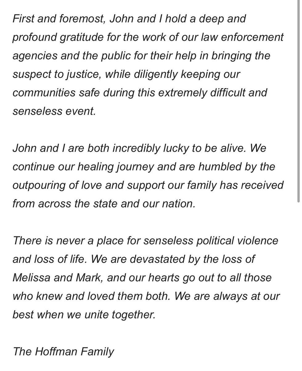 Mary McGuire (@mcguirereports) on Twitter photo Just received this statement from John and Yvette Hoffman. Just received this statement from John and Yvette Hoffman.