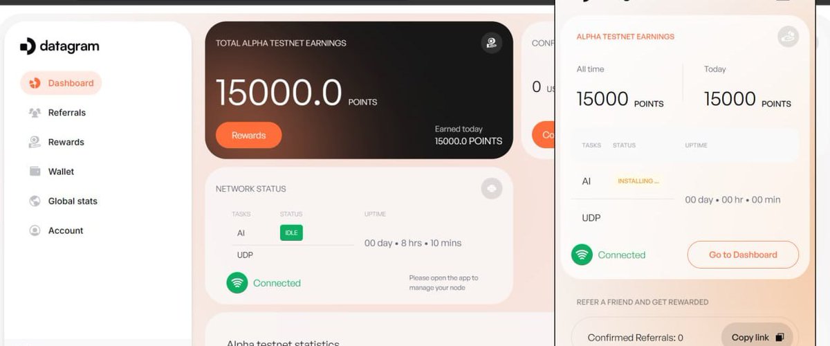 BearFi (@bearfinetwork) on Twitter photo 🚨 DataGram Network Airdrop Opportunity ~ Only For PC 🪂
🧠 <a href="/DGramNetwork/">Datagram Network</a>, backed by 0G Labs & Gala Games devs, is building a real-time network for AI, DePIN & gaming.
Tokenomics:
⚡️10B Total Supply
🖥️50% Allocation For Node Operators
🔹10% Minted at TGE, vests daily For 12 🚨 DataGram Network Airdrop Opportunity ~ Only For PC 🪂
🧠 <a href="/DGramNetwork/">Datagram Network</a>, backed by 0G Labs & Gala Games devs, is building a real-time network for AI, DePIN & gaming.
Tokenomics:
⚡️10B Total Supply
🖥️50% Allocation For Node Operators
🔹10% Minted at TGE, vests daily For 12