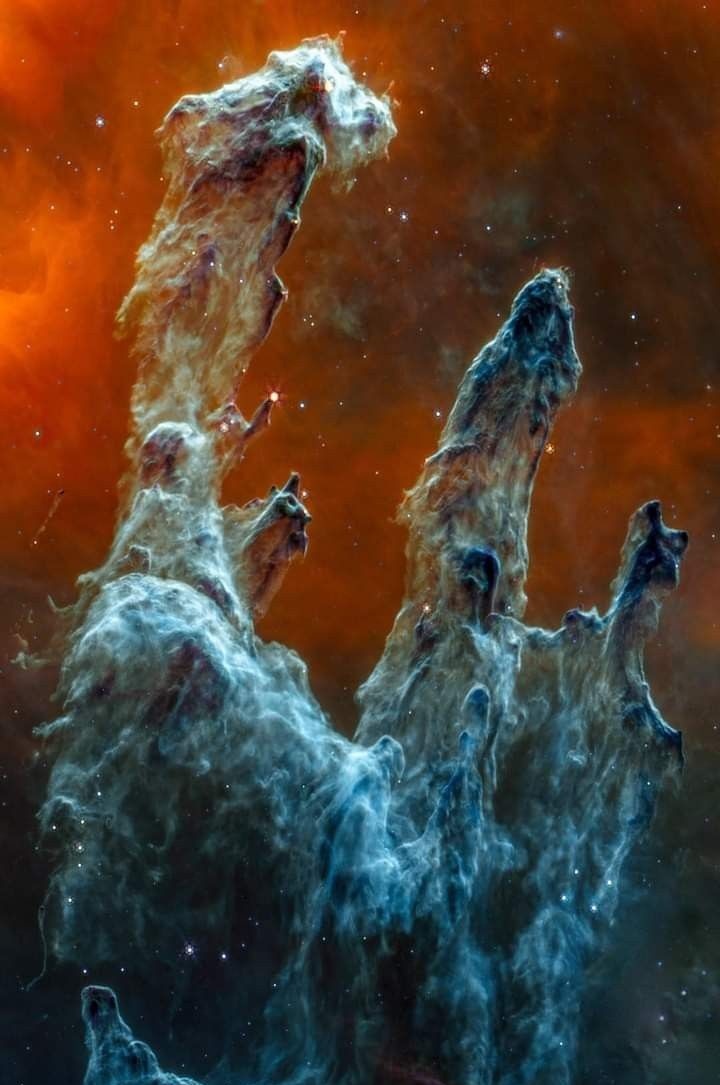 Pillars of Creation in Eagle Nebula in Serpens constellation by James Webb telescope #NASA #ESA