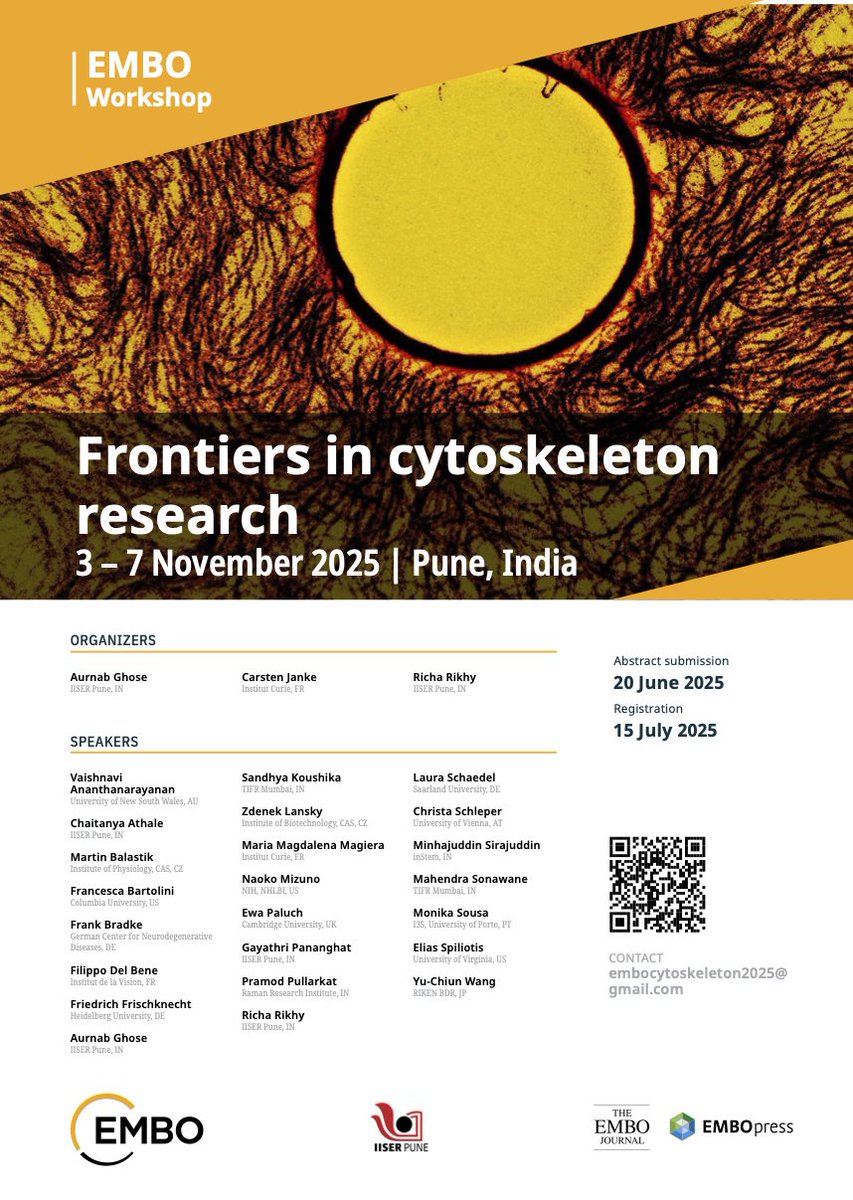Mayurika Lahiri (@mayurikalahiri) on Twitter photo Upcoming cytoskeleton meeting to be held <a href="/IISERPune/">IISER Pune</a> in November in Pune, India. Interested individuals please apply. Only 4 days left for submitting your abstract!! Upcoming cytoskeleton meeting to be held <a href="/IISERPune/">IISER Pune</a> in November in Pune, India. Interested individuals please apply. Only 4 days left for submitting your abstract!!