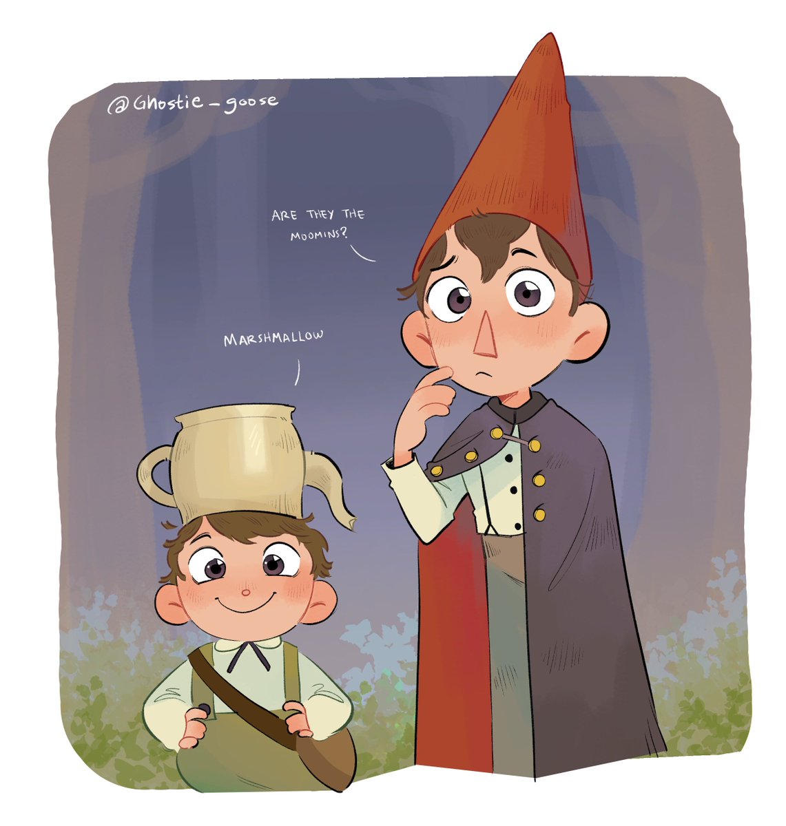 my two favorite shows 🍂🪵
#moomin90s #Overthegardenwall 
#moomin #snufkin #greg #wirt