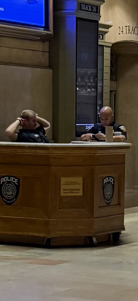NYC Police officers at Grand Central Station working to keep New Yorkers safe ..lmao
