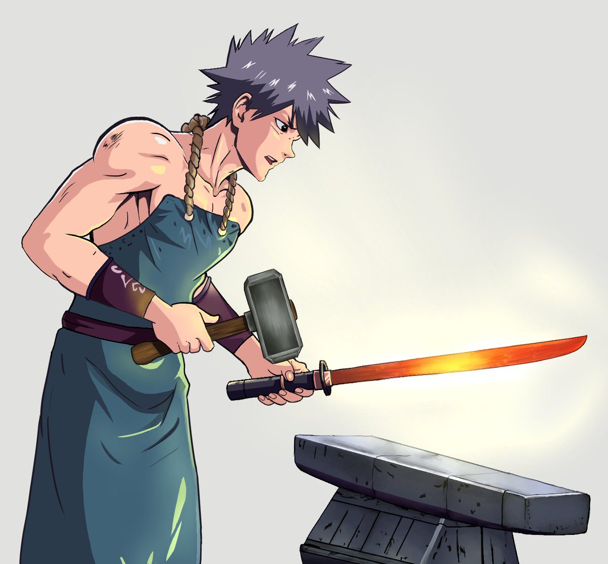 Meet Kael, master of blacksmith🔥! 

Born in the heart of a roaring forge, he crafts blades that glow with ancient power. His journey is just beginning ⚔️