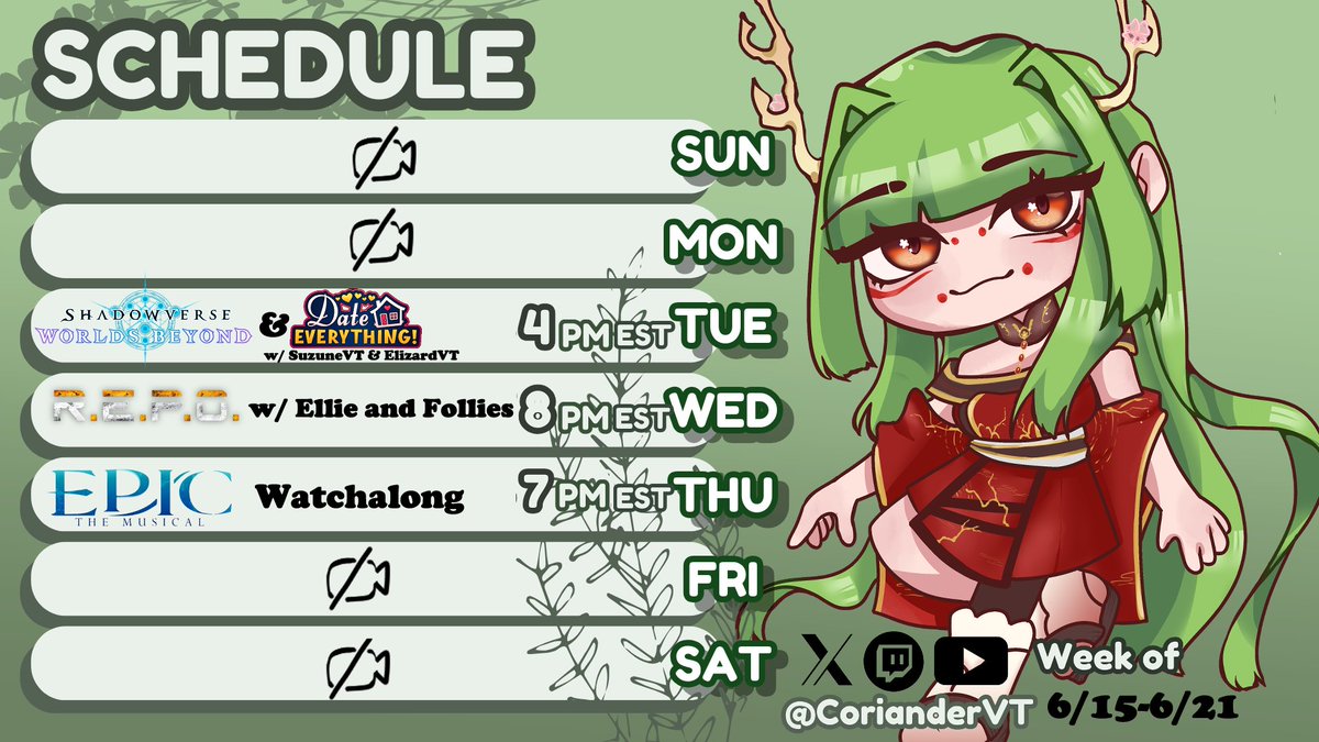 CorianderVT's tweet image. Fine, I guess ill start posting here again. sigh. Big week of collabs, excited to spend time with friends! And Happy Birthday @elfvt !!! Congrats on the added year &amp;lt;3