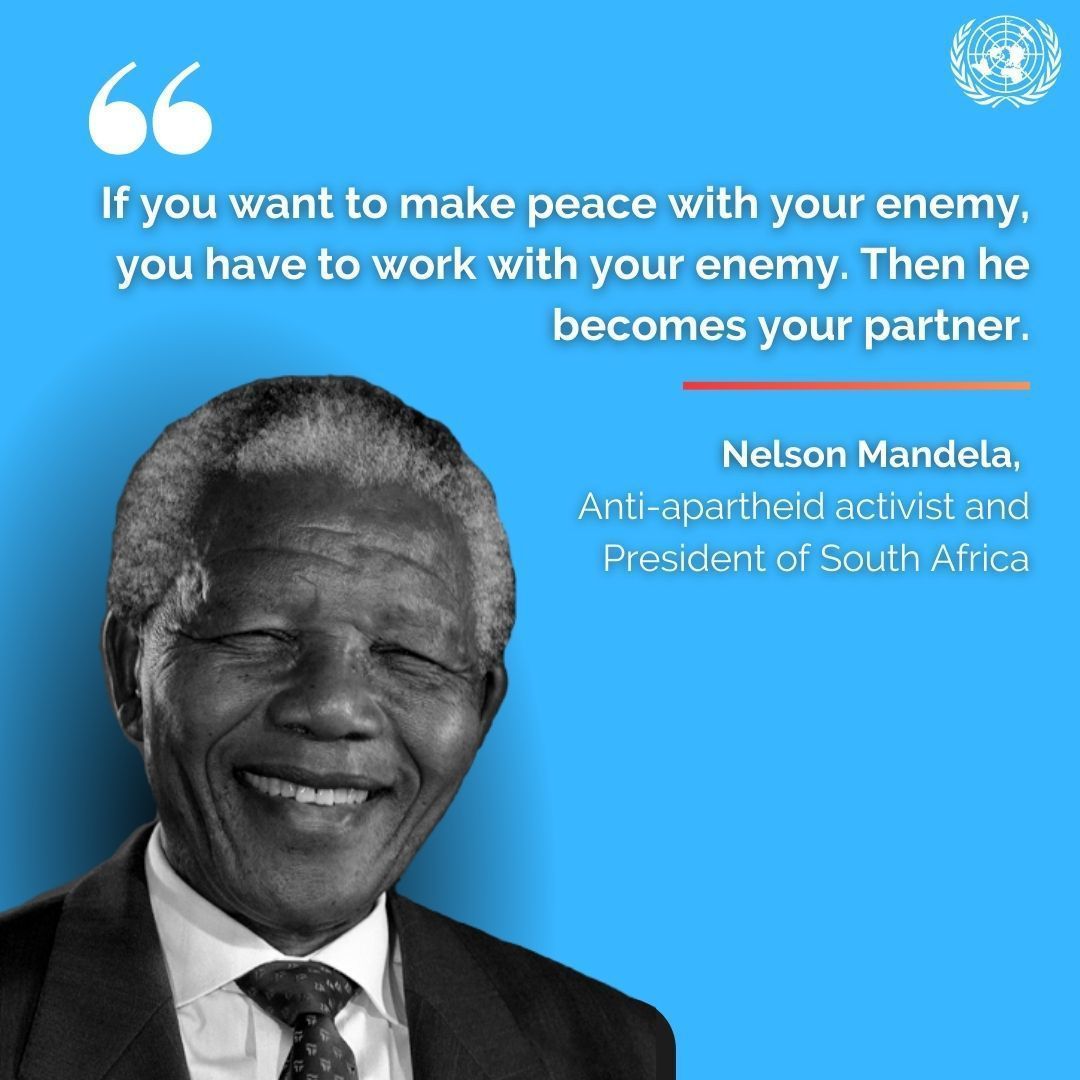 “If you want to make #peace with your enemy, you have to work with your enemy. Then he becomes your partner.” - Nelson Mandela 

#MondayMotivation