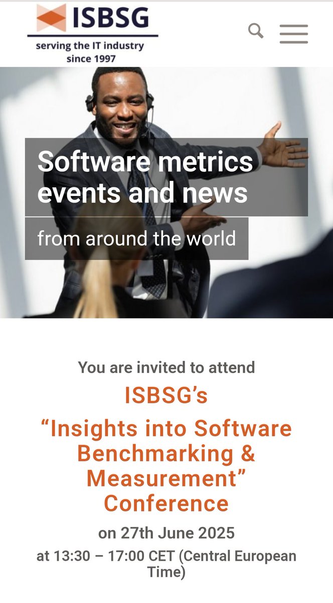 New online <a href="/isbsg/">ISBSG</a> conference on #June27... it's free, it's valuable: 

isbsg.org/events/

#BookYourSeatNow #Enjoy #Benchmarking #HistoricalData #DataIsPower