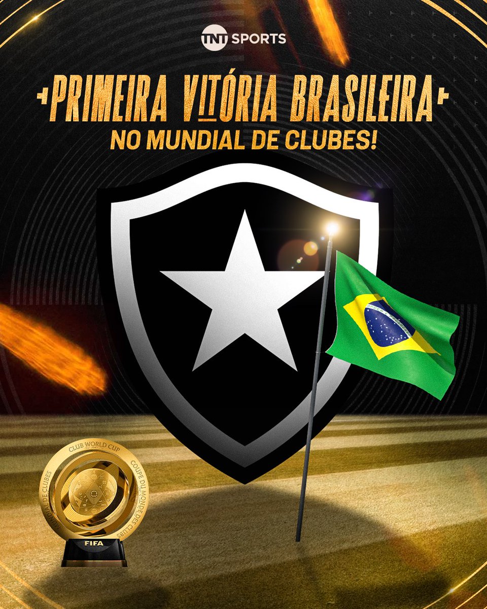 TNTSportsBR's tweet photo. O BOTAFOGO REPRESENTOU! 🇧🇷🔥 

Não demorou muito pra sair a primeira vitória brasileira no #MundialDeClubes2025! https://t.co/HLKgSU0v7Q