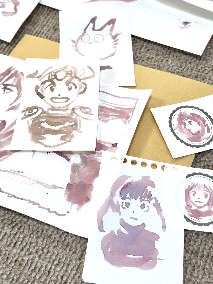 サンプル紙に。紙によってまた変わる。 
