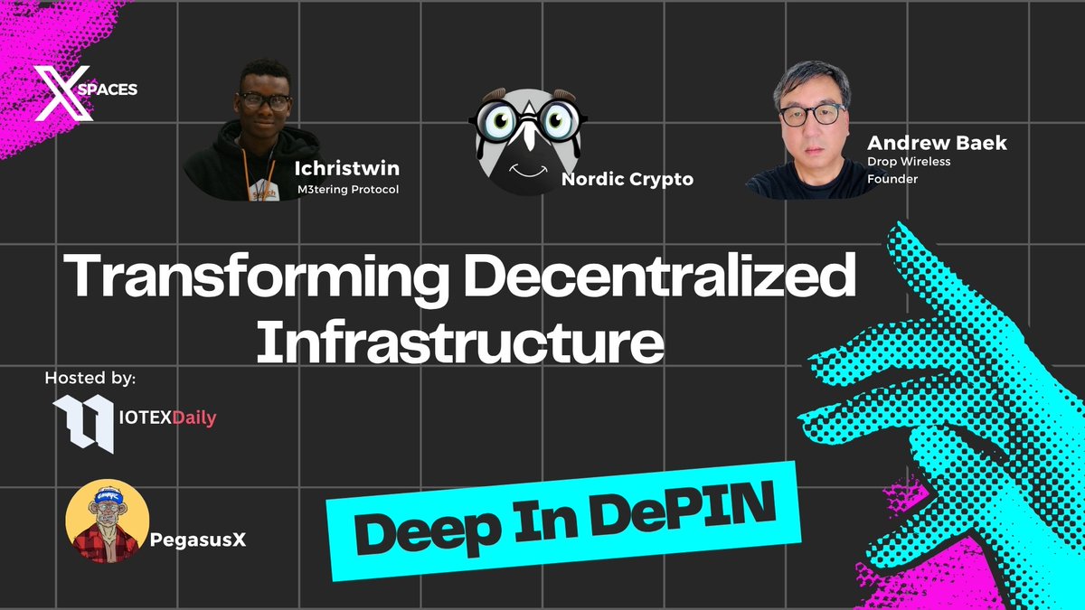 IoTeX_Daily (@iotex_daily) on Twitter photo Calling all #DePIN enthusiasts to join the DePIN series of IoTeX daily co-hosted by <a href="/Pegasus_Defi/">Pegasus'X (Ø,G)</a>
Join the DePIN space where we'll explore the latest innovations and trends in the DePIN economy themed "DePINs Deep dive"
Speakers: <a href="/iChristwin/">ichristwin.eth</a> from <a href="/M3tering/">M3tering Protocol</a> expert DePIN Calling all #DePIN enthusiasts to join the DePIN series of IoTeX daily co-hosted by <a href="/Pegasus_Defi/">Pegasus'X (Ø,G)</a>
Join the DePIN space where we'll explore the latest innovations and trends in the DePIN economy themed "DePINs Deep dive"
Speakers: <a href="/iChristwin/">ichristwin.eth</a> from <a href="/M3tering/">M3tering Protocol</a> expert DePIN