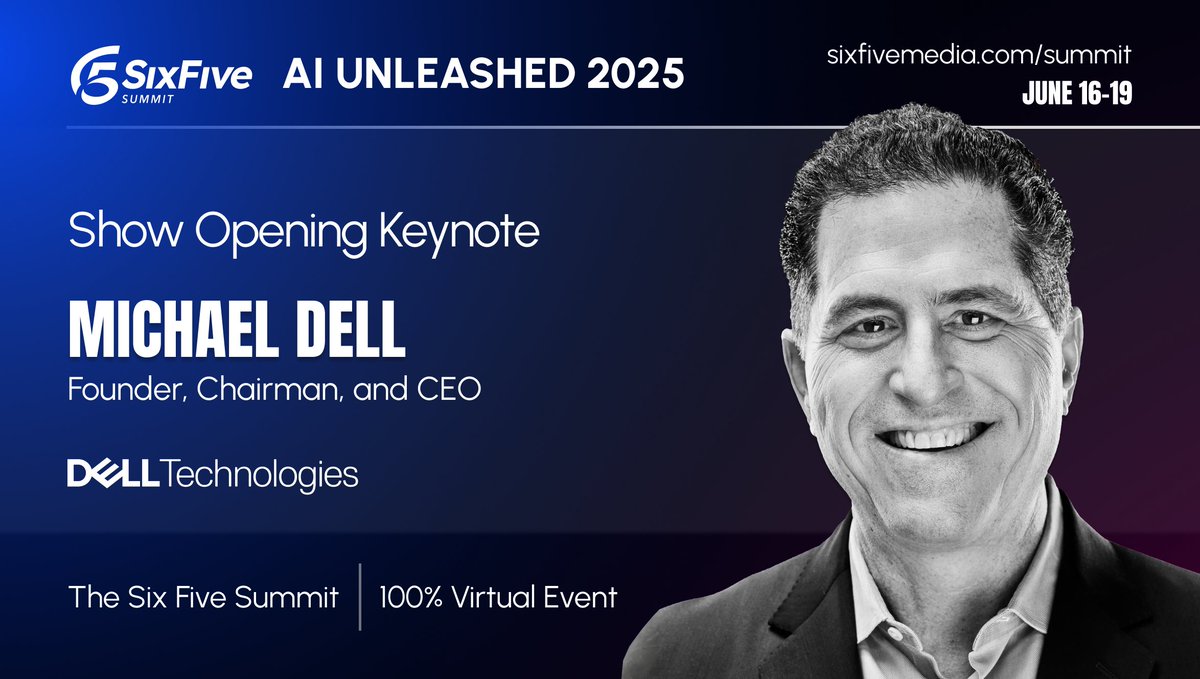 Six Five Media (@thesixfivemedia) on Twitter photo 🚨 Starting in just 30 minutes! 🚨
<a href="/MichaelDell/">Michael Dell 🇺🇸</a>, Founder, Chairman & CEO of <a href="/DellTech/">Dell Technologies</a> opens the Six Five Summit: AI Unleashed 2025 with an exclusive keynote on “AI, Innovation, and the Future of Business.”
Join us for this powerful start to the Six Five Summit!
⏰ 9AM CT
🔗 🚨 Starting in just 30 minutes! 🚨
<a href="/MichaelDell/">Michael Dell 🇺🇸</a>, Founder, Chairman & CEO of <a href="/DellTech/">Dell Technologies</a> opens the Six Five Summit: AI Unleashed 2025 with an exclusive keynote on “AI, Innovation, and the Future of Business.”
Join us for this powerful start to the Six Five Summit!
⏰ 9AM CT
🔗