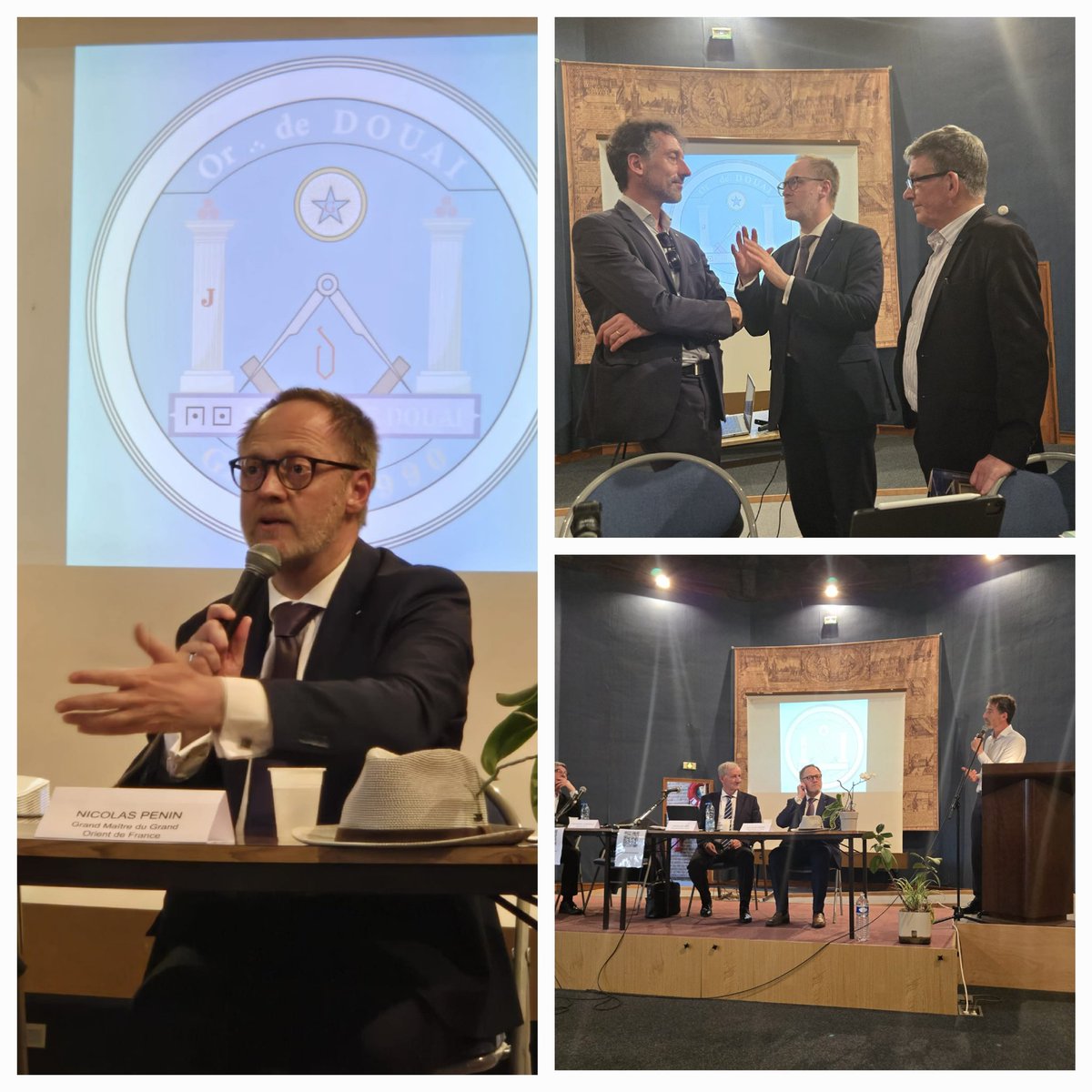 Vendredi 13 juin à #douai , devant 100 personnes, Denis Lefebvre et moi même avons pu aborder l'engagement maçonnique au <a href="/GODFOfficiel/">GODF (Officiel)</a> en présence de Frédéric Chéreau, Maire.