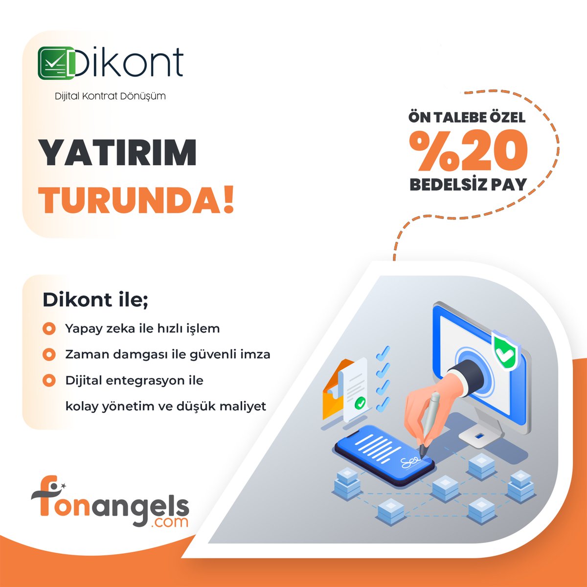 Dikont Yatırım Turunda!

Ön talebe özel %20 bedelsiz pay!

Ön talep haricinde kampanya başlangıç tarihinden itibaren ilk 12 gün (27 Haziran 2025 saat 23:59'a kadar) yatırılan tutarlara %10 bedelsiz hediye pay verilecektir.

Dkont, resmi yazılı şekle tabi işlemler dışında kalan
