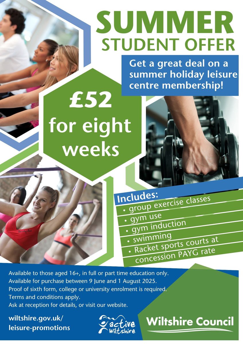 ActiveWiltshire (@sport4wiltshire) on Twitter photo Itβs that time of year again! Student memberships available from all <a href="/wiltscouncil/">Wiltshire Council #WiltshireTogether</a> leisure centres Itβs that time of year again! Student memberships available from all <a href="/wiltscouncil/">Wiltshire Council #WiltshireTogether</a> leisure centres