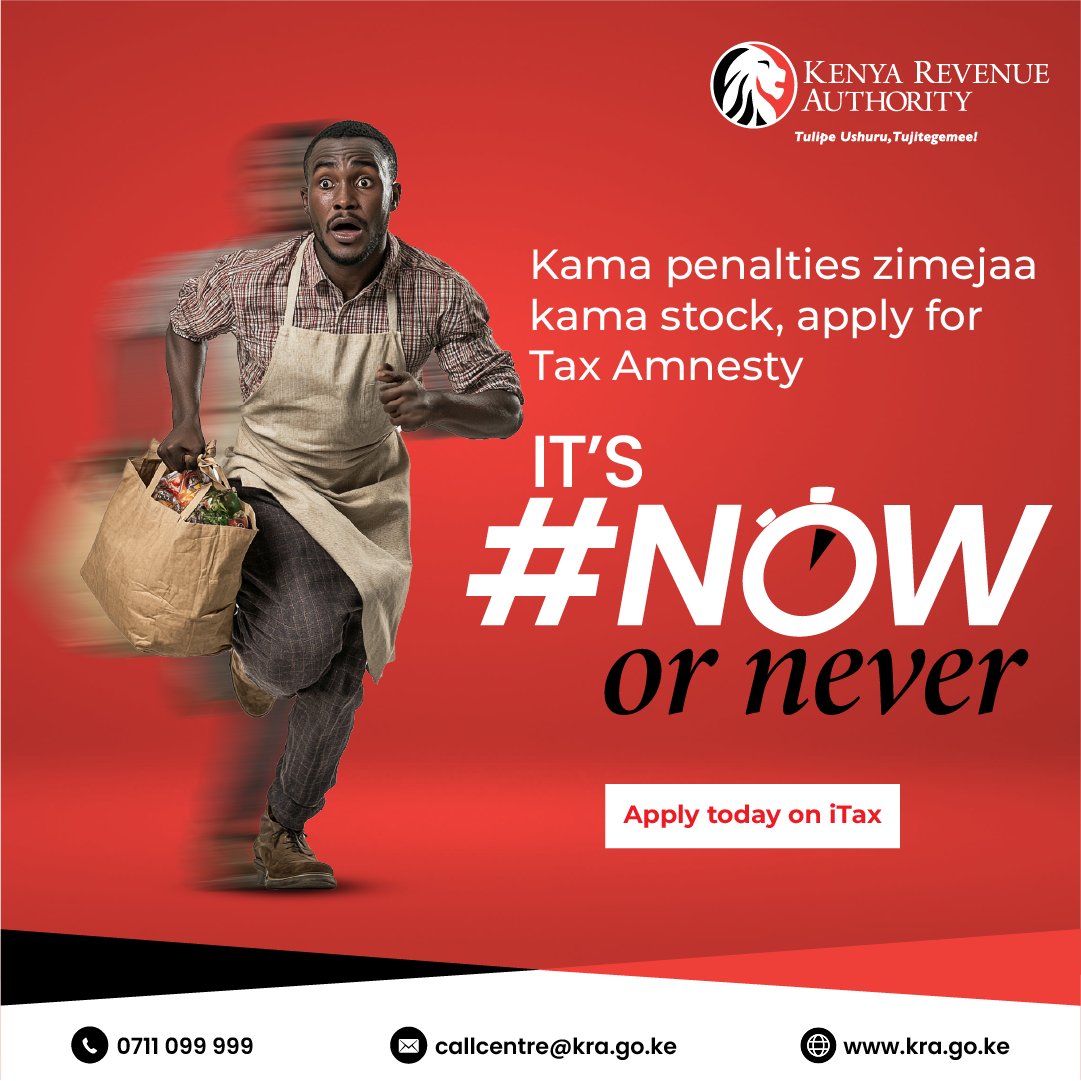 Usingoje hadi the June 30th 2025 deadline to apply for Tax Amnesty. #ItsNoworNever
See a step-by-step guide here on how to apply 👇

tinyurl.com/3c376u7v

#KRATaxAmnesty