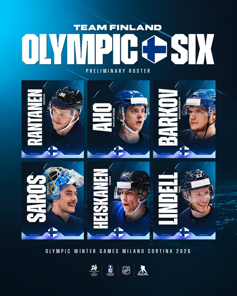 Leijonat.fi (@leijonat) on Twitter photo Jääkiekon ensimmäiset olympiavalinnat julki - Aho, Barkov, Heiskanen, Lindell, Rantanen ja Saros valittu miesten olympiaturnaukseen: leijonat.fi/index.php/maaj…
<a href="/OlympicTeamFI/">Olympic Team Finland</a> <a href="/milanocortina26/">Milano Cortina 2026</a> <a href="/IIHFHockey/">IIHF</a> <a href="/FlaPanthers/">x - Florida Panthers</a> <a href="/DallasStars/">Dallas Stars</a> <a href="/PredsNHL/">Nashville Predators</a> <a href="/Canes/">Carolina Hurricanes</a> <a href="/NHL/">NHL</a>
#Leijonat #PohjoisenTähdet Jääkiekon ensimmäiset olympiavalinnat julki - Aho, Barkov, Heiskanen, Lindell, Rantanen ja Saros valittu miesten olympiaturnaukseen: leijonat.fi/index.php/maaj…
<a href="/OlympicTeamFI/">Olympic Team Finland</a> <a href="/milanocortina26/">Milano Cortina 2026</a> <a href="/IIHFHockey/">IIHF</a> <a href="/FlaPanthers/">x - Florida Panthers</a> <a href="/DallasStars/">Dallas Stars</a> <a href="/PredsNHL/">Nashville Predators</a> <a href="/Canes/">Carolina Hurricanes</a> <a href="/NHL/">NHL</a>
#Leijonat #PohjoisenTähdet