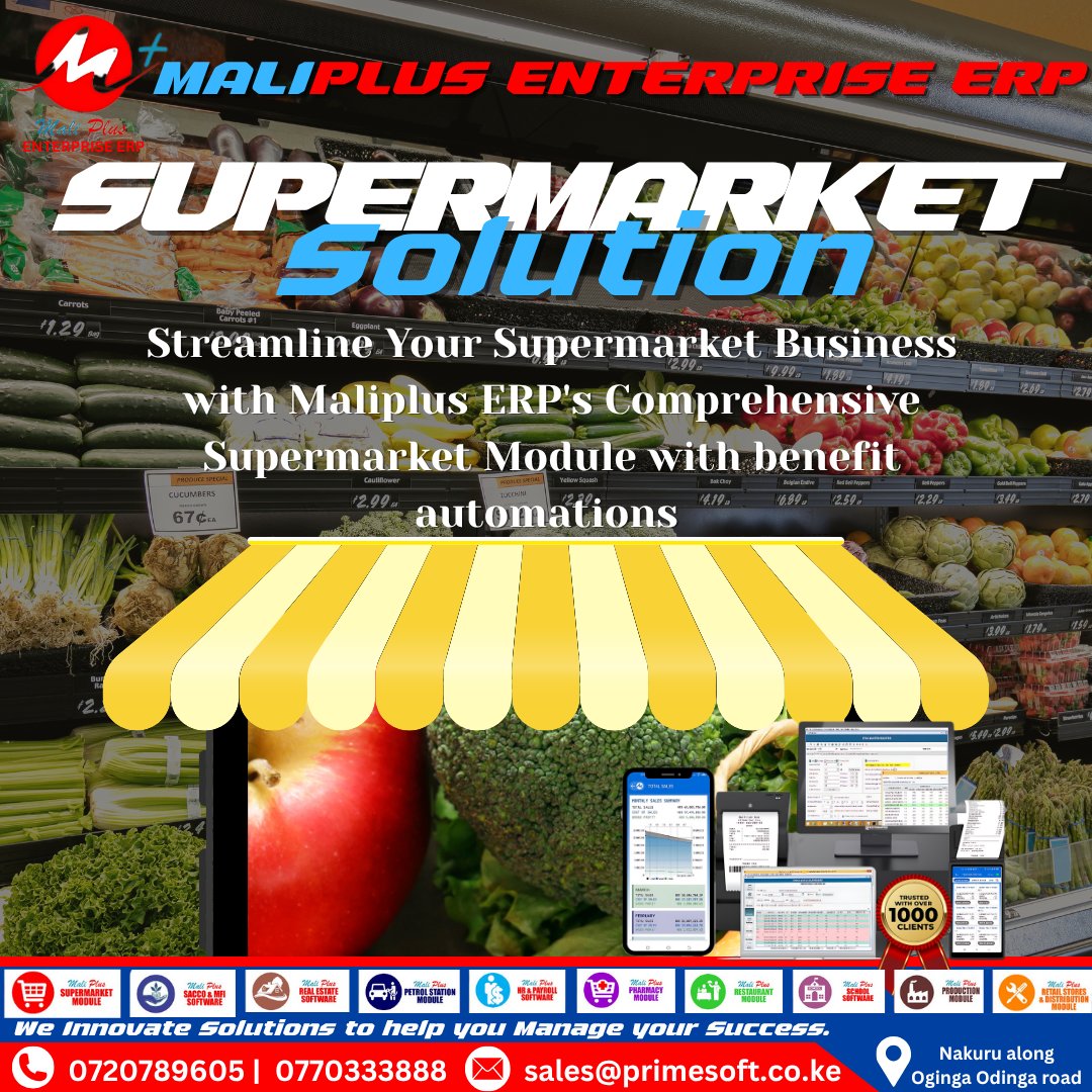 MaliPlusERP's tweet image. Run your supermarket smarter, not harder. Maliplus ERP gives you full control with automations, real-time reporting, and integrated sales.

Streamline your operations today.

#PrimesoftSolutions #MaliplusERP #SupermarketSoftware #RetailTech #ERPSoftwareKE