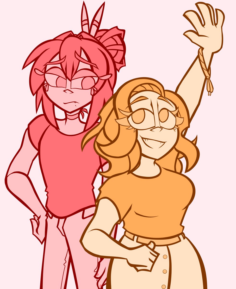 my red dork and <a href="/tlkdraws/">tlkdraws</a> orange dork 🕷️🎨