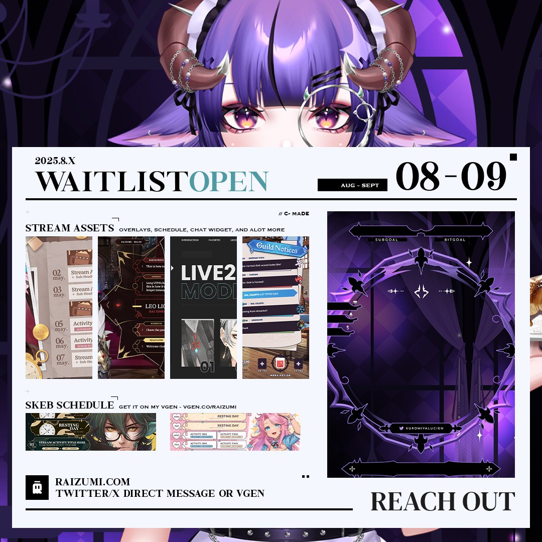 「 Waitlist  」

Get in here! i have everythin you might need 🧍‍♀️

raizumi.com
vgen.co/raizumi
atoriesolace.co