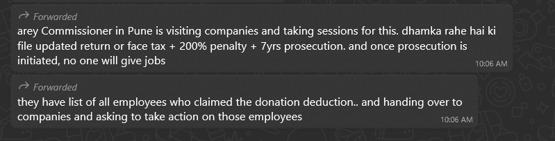 Income Tax Officers are visiting big Organizations in Jaipur and everywhere where 500+ employees work. They also brought a list of employees who have made donation to Political Parties.

Said pay tax and file ITR-U, else action will be taken.

#incometaxreturn